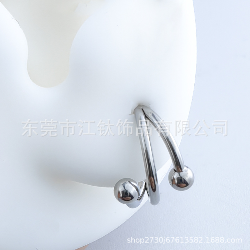 G23 Titanium Nose Ring Double Ball Hoop Earring - ASTM F136 Titanium Alloy Body Piercing Jewelry - Image 4