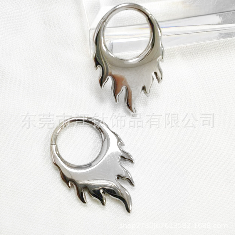 Gold Flame Nose Ring 1.2x10mm G23 Titanium Alloy Closed Ring Body Piercing Jewelry - Image 3