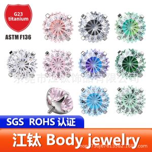 G23 Titanium Round Bottom Toothed Edge Ferris Wheel Ear Stud Lip Stud Body Piercing Jewelry