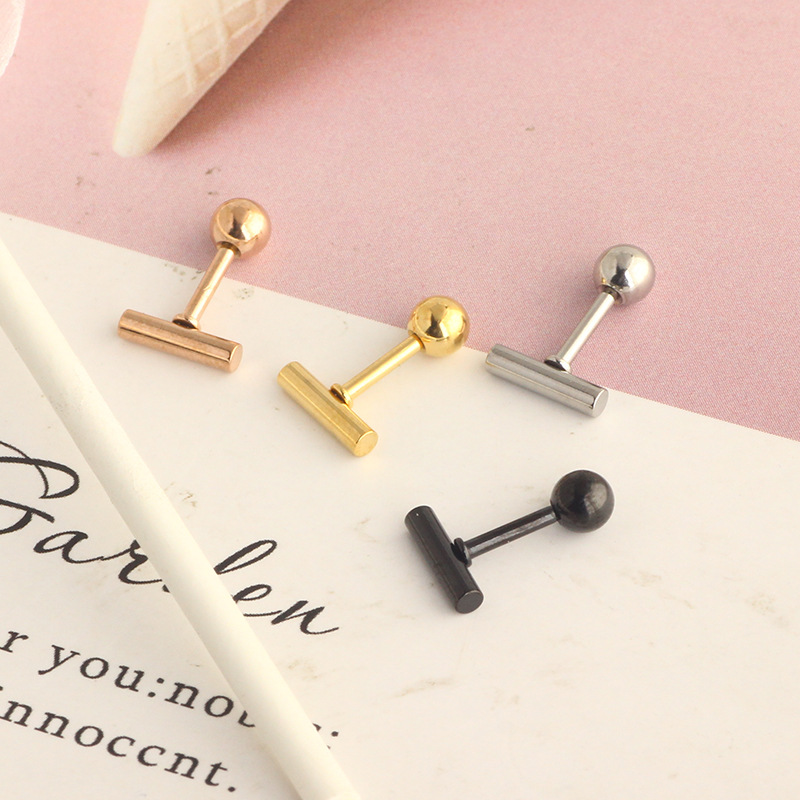 Star Shape Stainless Steel Threaded Straight Bar Stud Earrings for Men Women Ear Bone Piercing Jewelry - Image 3
