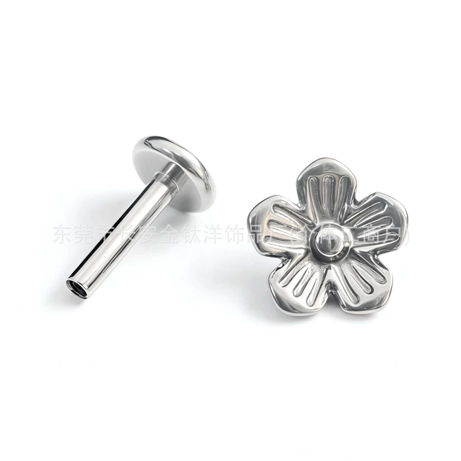 G23 Titanium Internal Thread Simple Flower Cartilage Ear Stud - 14G 1.2x14mm Body Piercing Jewelry - Image 2