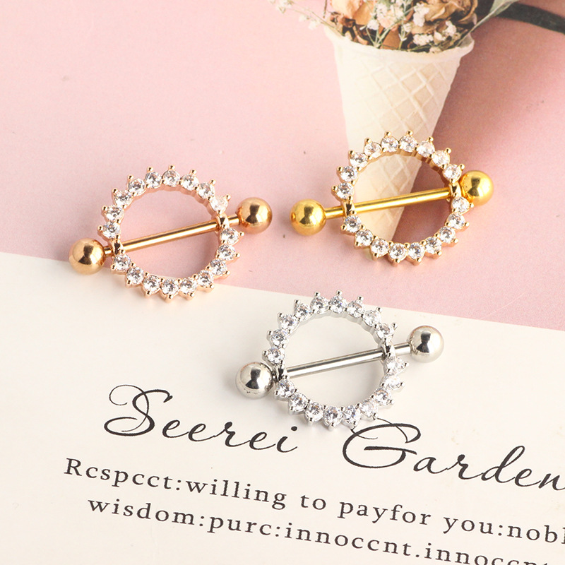 Rose Gold Peach Heart Zircon Emulsion Stud Earrings 6mm Straight Rod Star CZ Cartilage Piercing Jewelry - Image 5