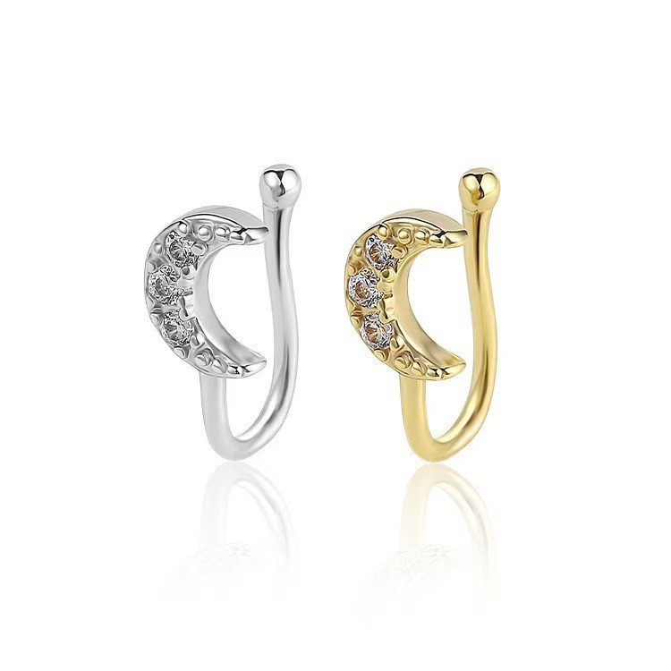 Butterfly Shape CZ Nose Clip No Piercing Fake Nose Stud Zircon Nose Ring 18K Gold Plated - Image 3