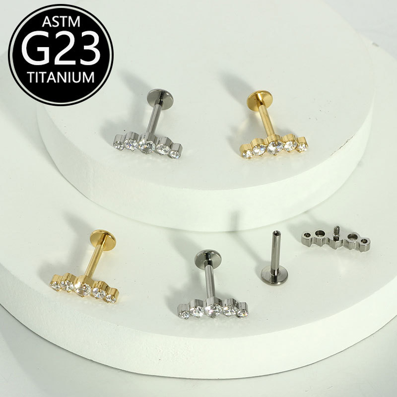 G23 Titanium Alloy Zircon Lip Labret Stud 16G Ear Cartilage Piercing Jewelry - Image 4
