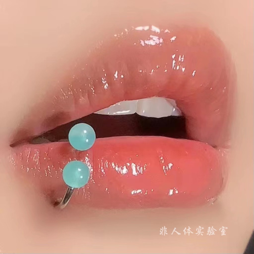 Sweet Cool Blue Acrylic Horseshoe Lip Ring 316L Surgical Steel 12mm Hoop for Lip Piercing Wholesale - Image 4