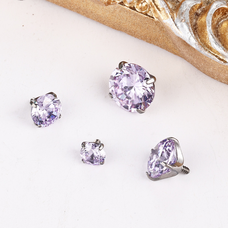 Zesen F136 Titanium Alloy 5A Claw Zirconium Internal Thread Ear Nail Accessories Zircon G23 Titanium Lip Nail Puncture Jewelry - Image 2