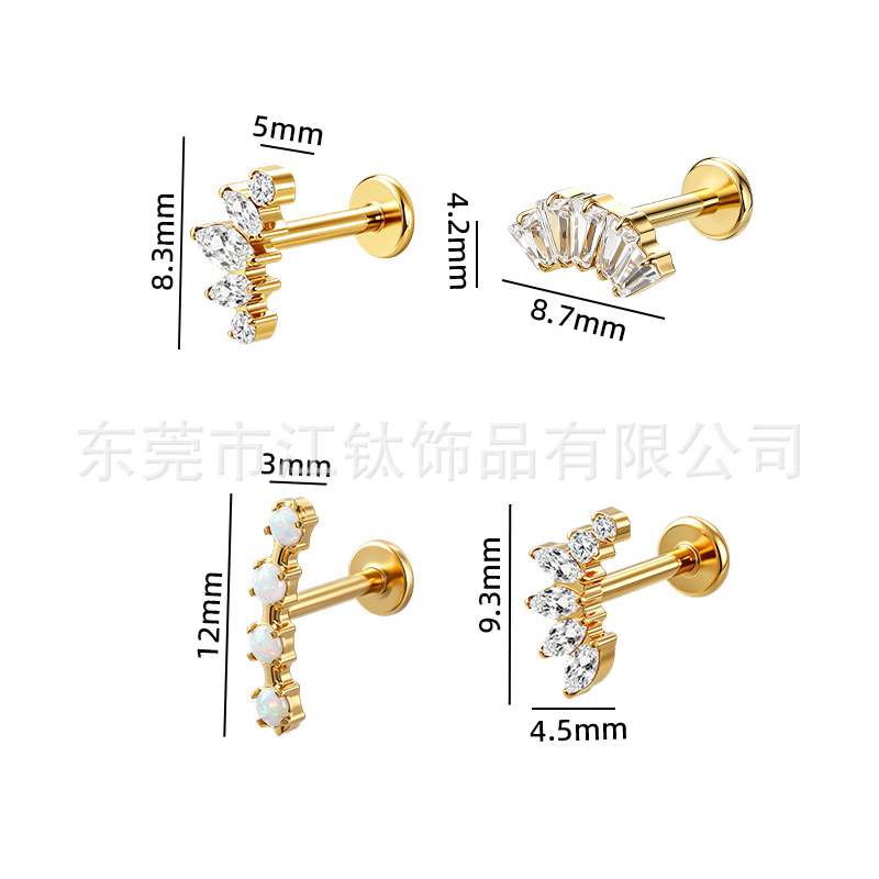 G23 Titanium Threadless Flat Back Earring - Claw Set Australian Bmw Eye Lip Stud Body Piercing Jewelry - Image 2