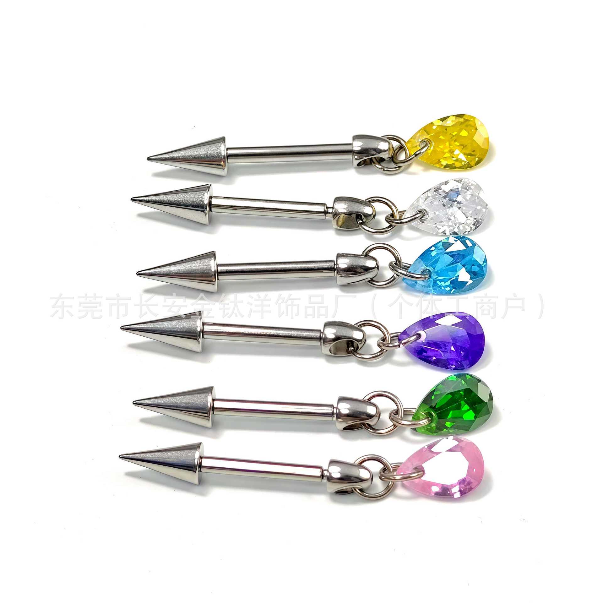 F136 Titanium Internal Thread Pointed Cone Water Drop Pendant Earrings Devil Studs - Cartilage Ear Piercing Jewelry - Image 5