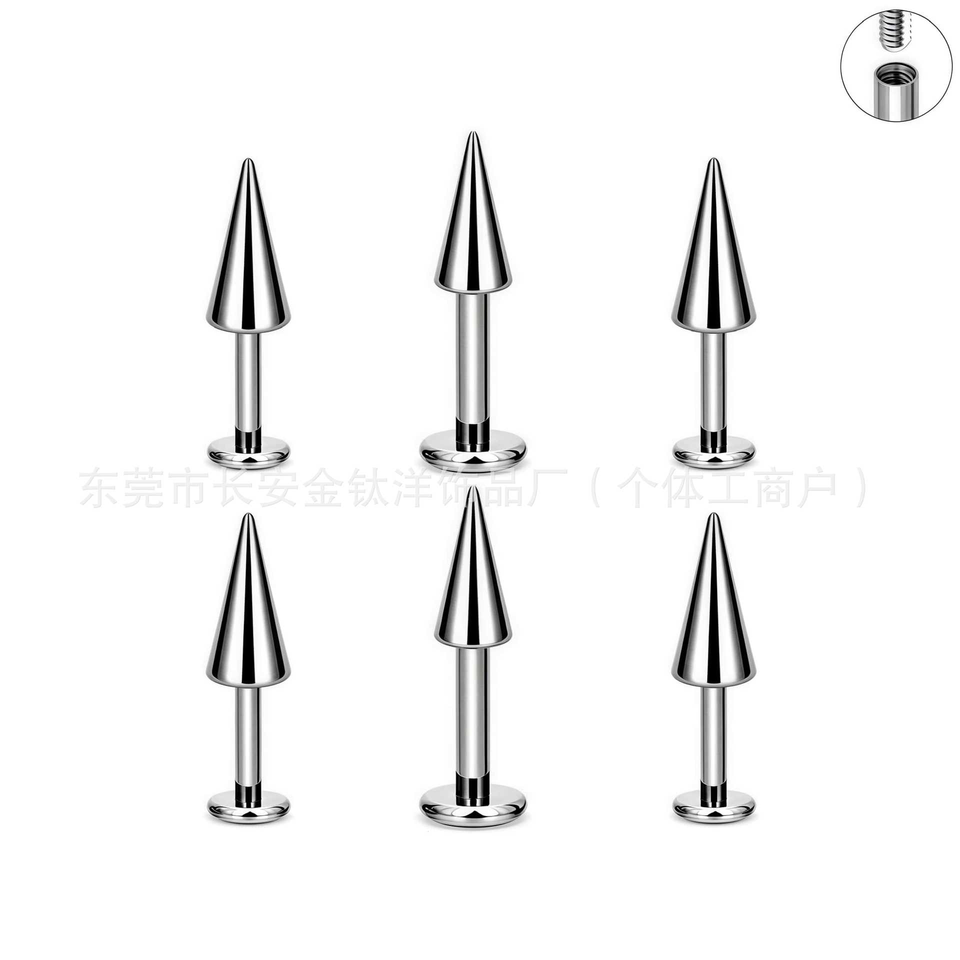 F136 Titanium Internal Thread Flat Bottom Cone Labret Stud Lip Piercing Jewelry - Image 5