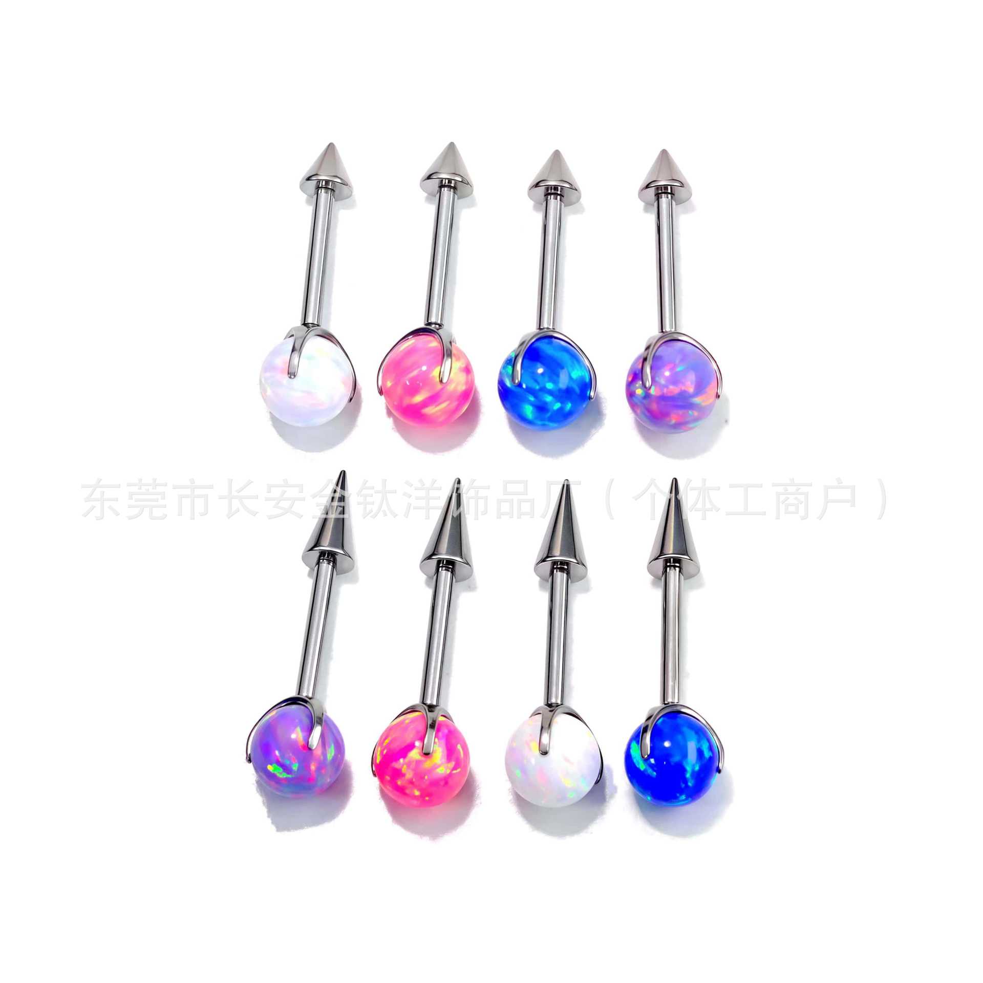 F136 Titanium Internal Thread Ear Bone Stud Opal Ear Stud Devil Ear Bone Stud G23 Titanium Alloy Body Piercing Jewelry - Image 5