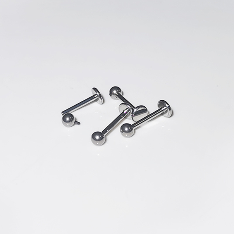 G23 Titanium Labret Stud Lip Piercing Jewelry 18G Ball Flat Bottom Rod - Image 2