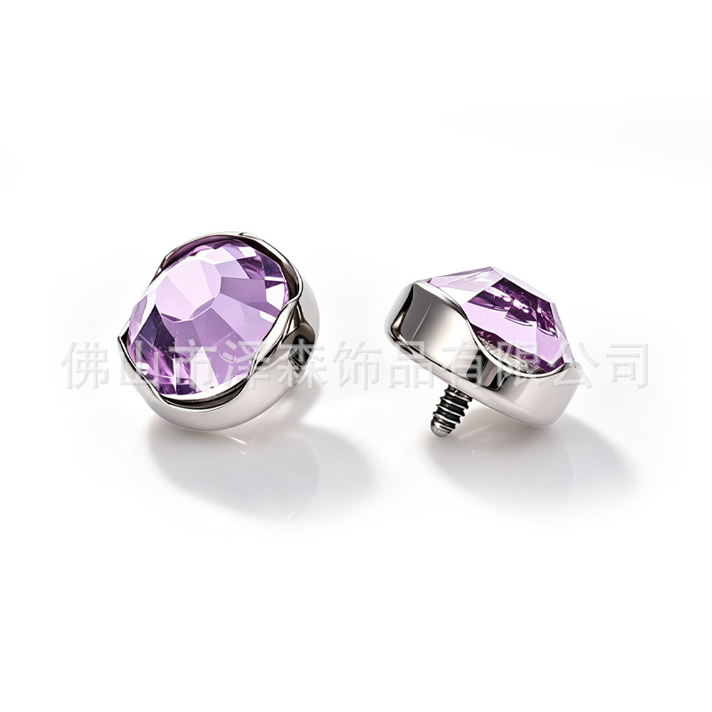 F136 Titanium Alloy Wavy Edge Earring, Czech Crystal Flat-Back Edge-Wrapped Stud, G23 Titanium Cartilage Jewelry - Image 4
