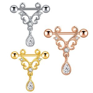 Rose Gold Stainless Steel Zircon Rolling Ring Nail Piercing Jewelry Wholesale