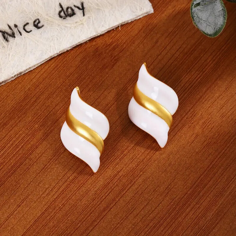 Geometric Stainless Steel Earrings - Conch Jewelry Retro Simple Style for Women - Image 3