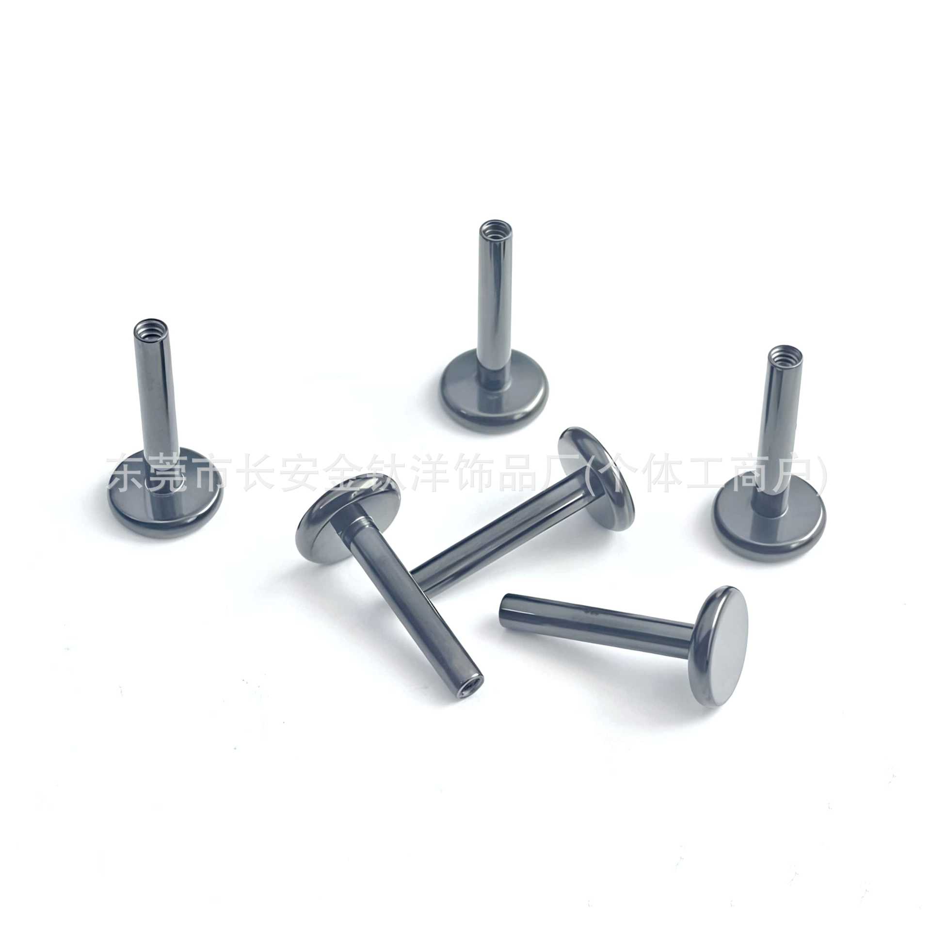 F136 Titanium Black-Plated Internally Threaded Lip Stud Base Flat Rod, 1.0x12mm Ear Cartilage Stud - G23 Titanium Alloy Body Piercing Jewelry - Image 5