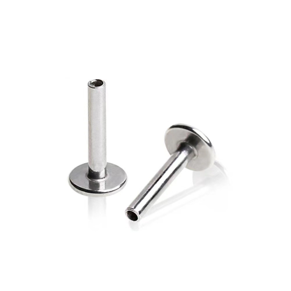 G23 Titanium Custom Flat Bottom Labret Stud Lip Piercing Jewelry - 1.2mm Gauge x 4mm Length x 0.9mm Disc - Image 3