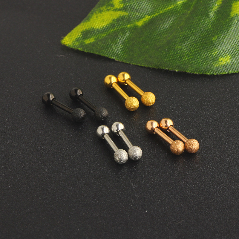 Korean Style 16G Stainless Steel Star Frosted Ear Stud Earring Fashion Jewelry for Cartilage Piercing - Image 2
