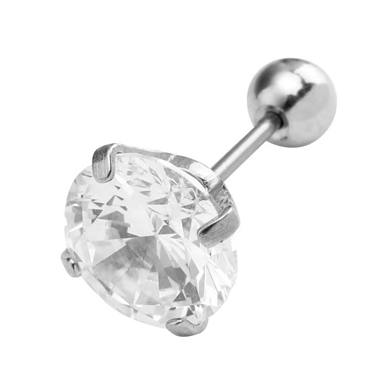 Stainless Steel Zircon Huazi Earrings Simple Fashionable Small Earrings Korean Unisex Ear Pin - Image 4