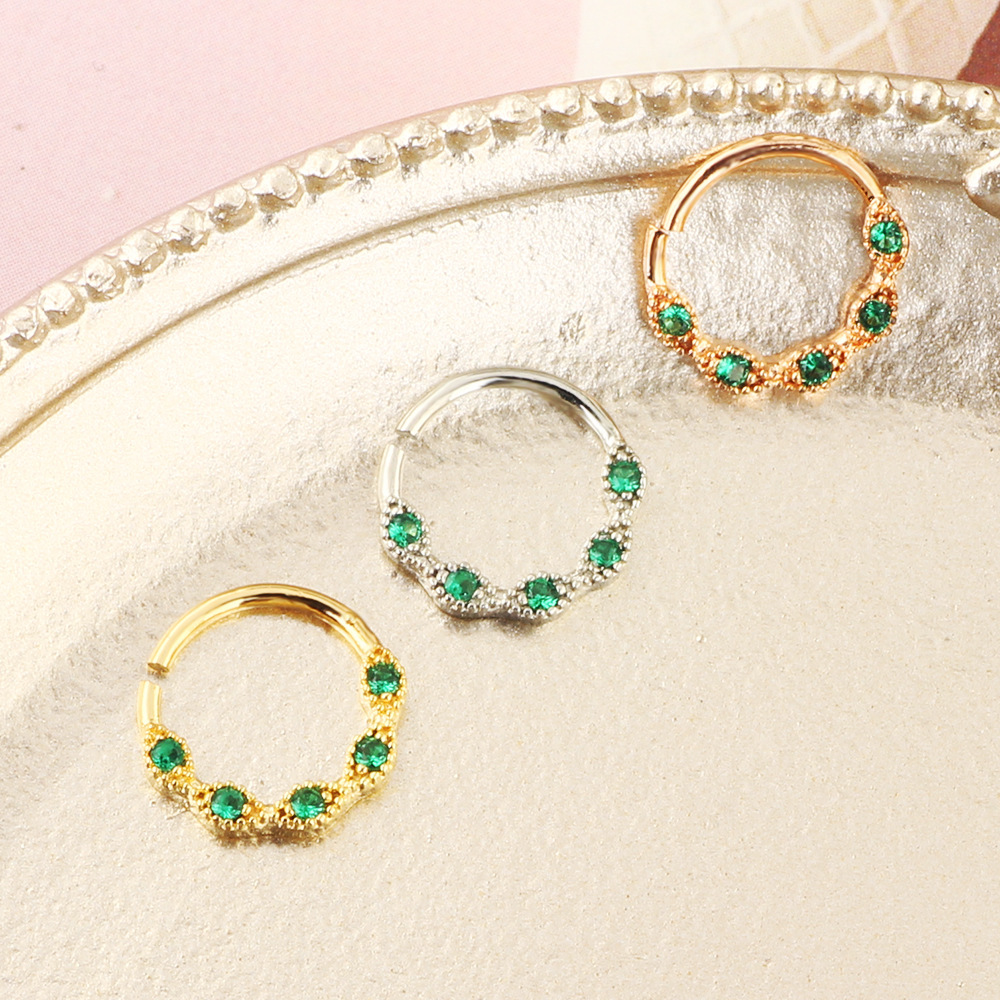 2021 Summer New Release 20G Zircon Rose Gold Nose Ring Fake Nose Piercing Leaf Tulip Daith Earring - Image 2