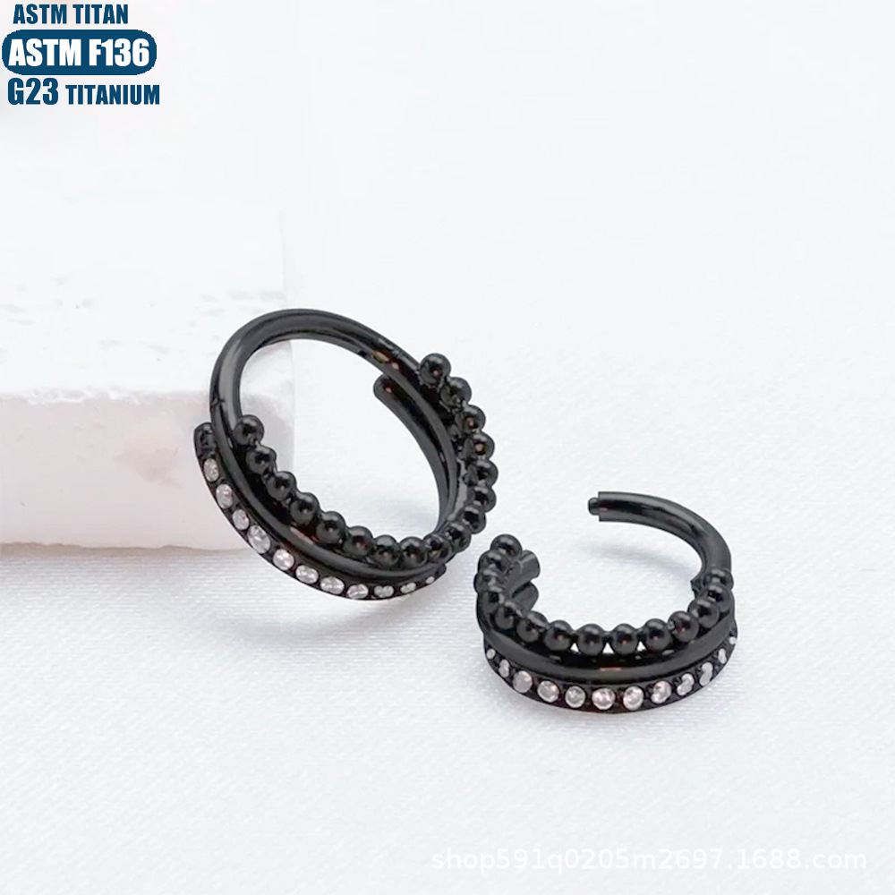 Nose Titanium Alloy Side Zircon Welded Beads Seamless Open Ring Piercing Jewelry Nose Ring Earrings Ear Bone Ring - Image 4
