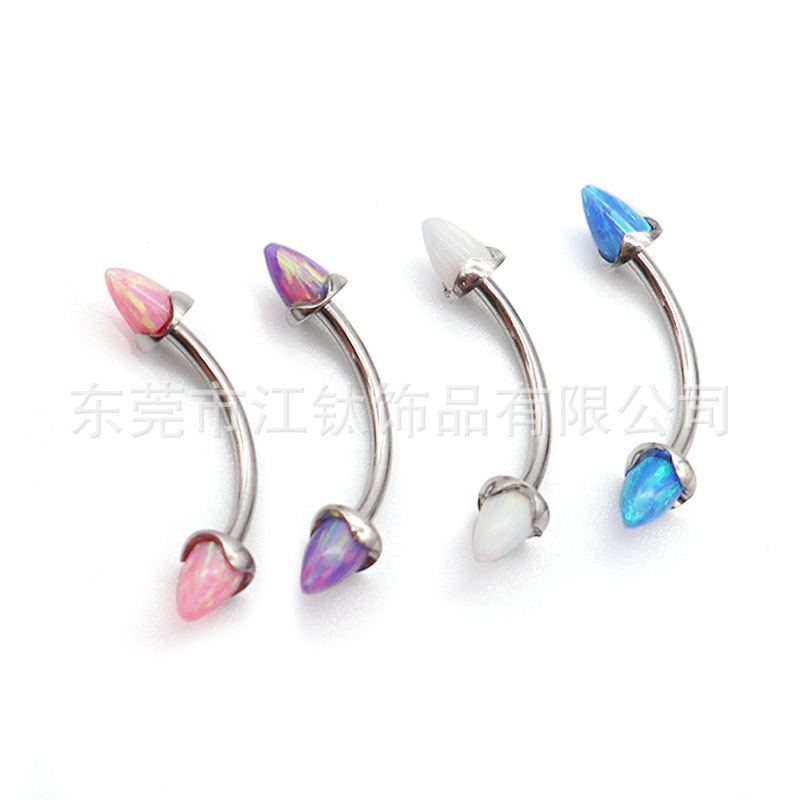 ASTM F136 Titanium Eyebrow Ring Wave Opal Curved Barbell G23 Alloy Body Piercing Jewelry - Image 5