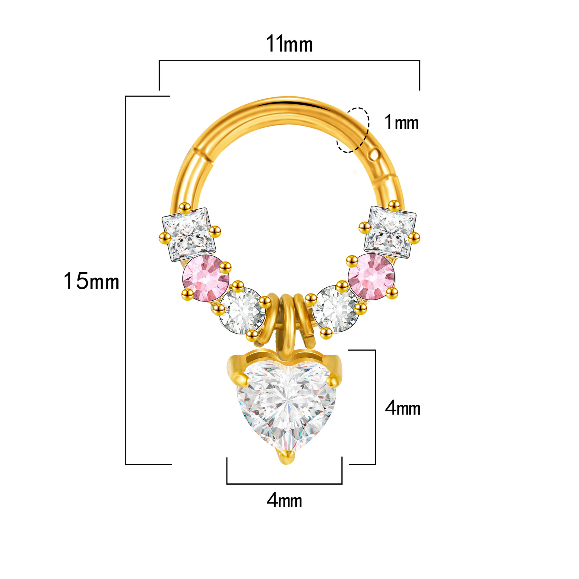 Butterfly Love CZ Zircon Stainless Steel Nose Ring Hoop Universal Set Nose Stud Jewelry - Image 4