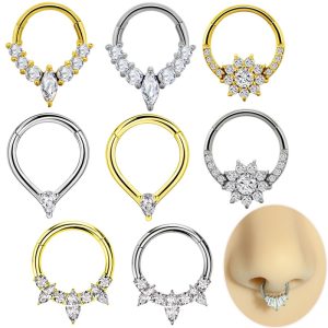 Full Body 316 Stainless Steel Claw Zircon Water Drop Flower Nose Ring Ear Bone Ring Fashion Nose Ring