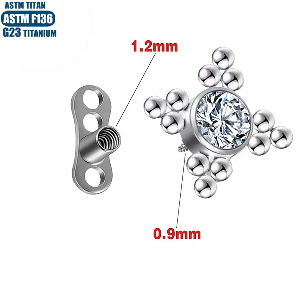 F136 Implant Grade Titanium Alloy Buried Bone Nail with Zircon Welding Ball Internal Thread Piercing Jewelry for Human Body - Image 3