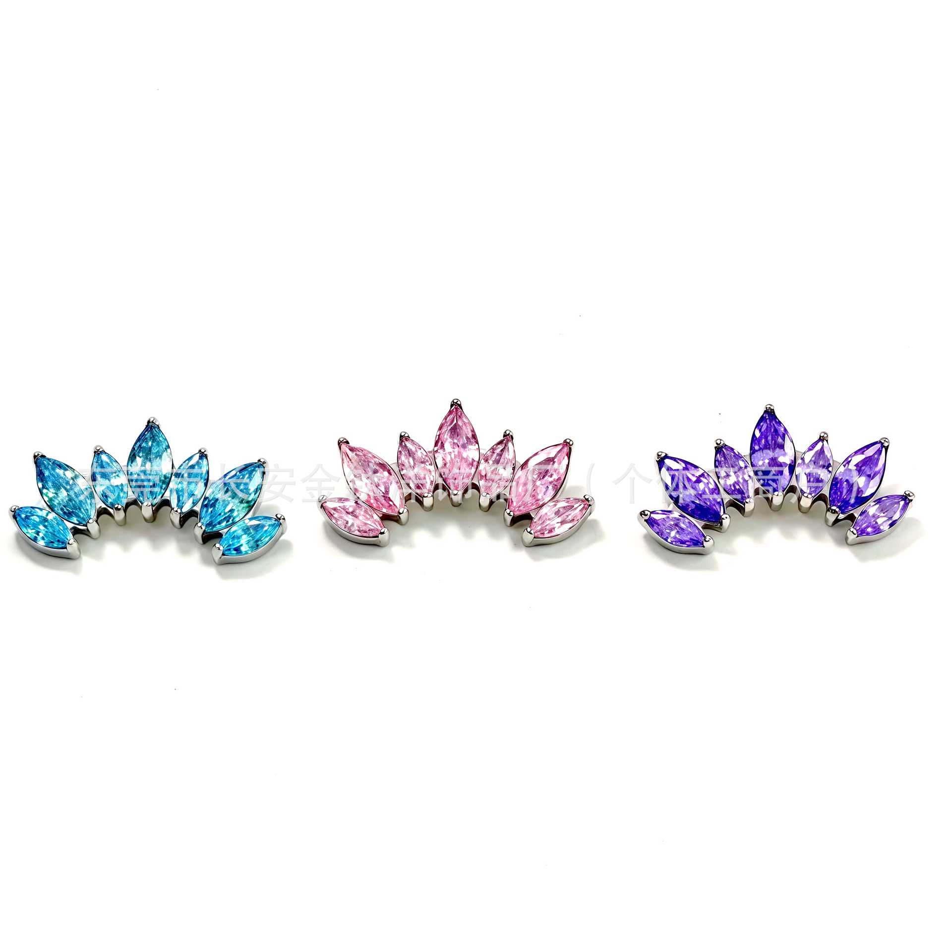 F136 Titanium Seven-Leaf Horse Eye Inlaid 5A Zircon Earrings Lip Studs G23 Titanium Alloy Ear Cartilage Piercing Jewelry Cartilage Studs - Image 2