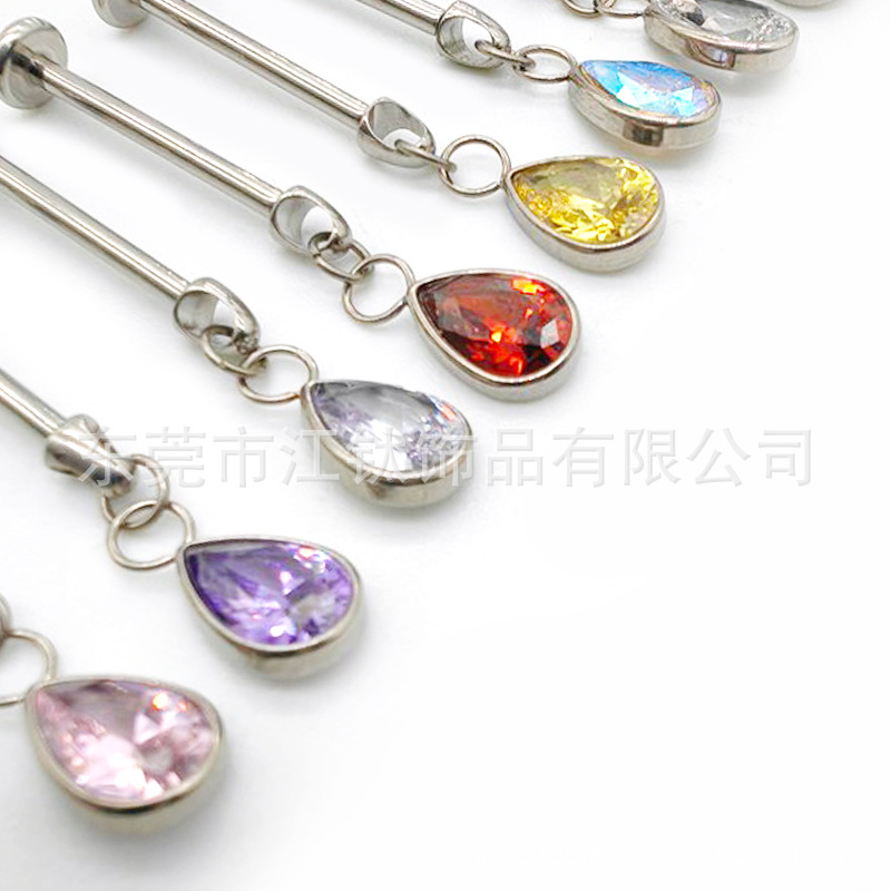 G23 Titanium Water Drop Pendant Ear Bone Nail - 1.2mm x 8mm Cartilage Stud - Image 3