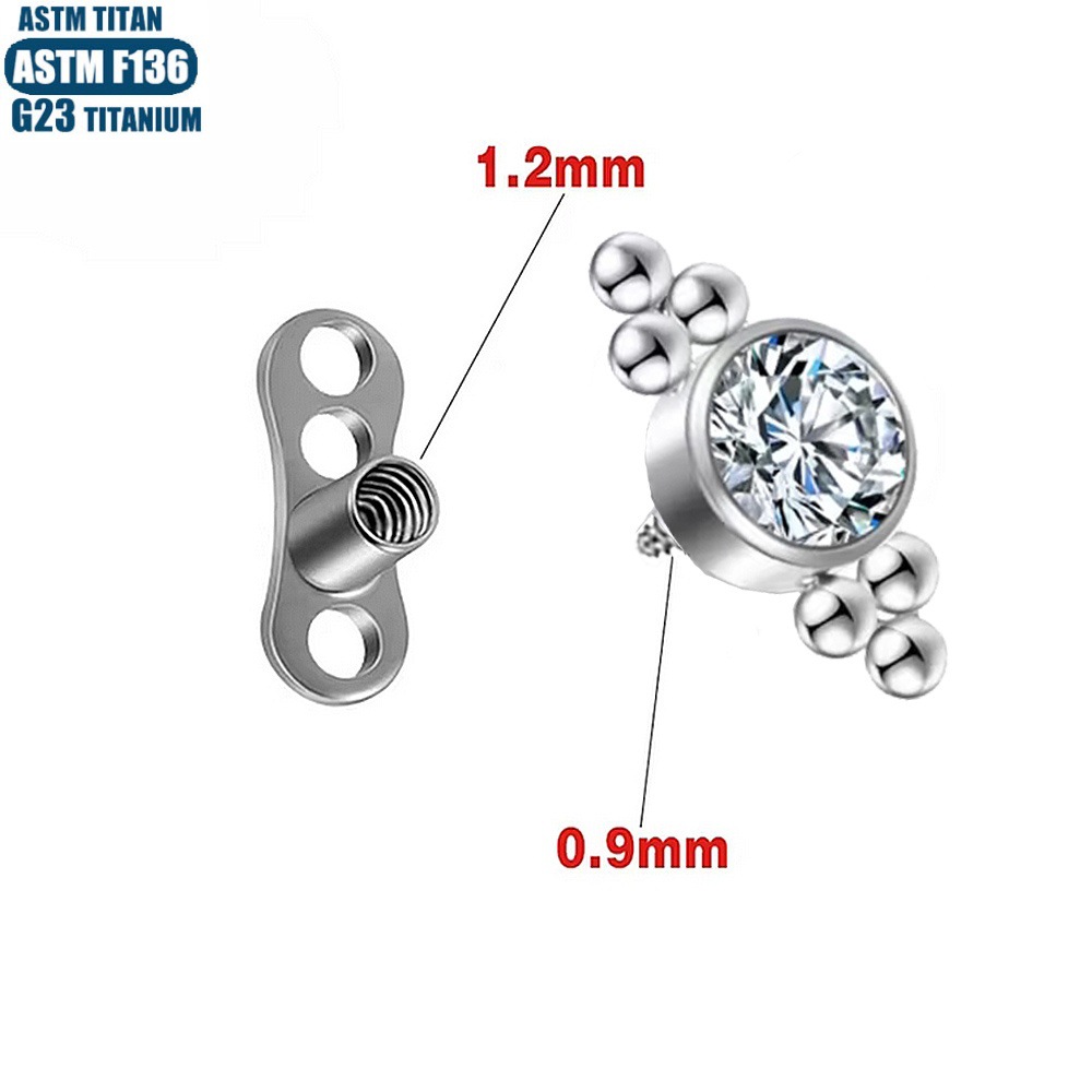 G23 Titanium Buried Nail Welding Ball Internal Thread Body Piercing Jewelry Clavicle Skin Graft Nail with Base - Image 3