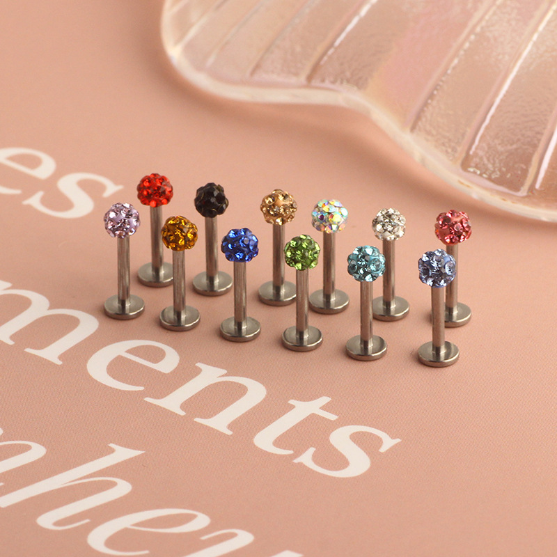 G23 Titanium Lip Stud 8mm Ball Flat Bottom Rod Earrings Body Piercing Jewelry - Image 5