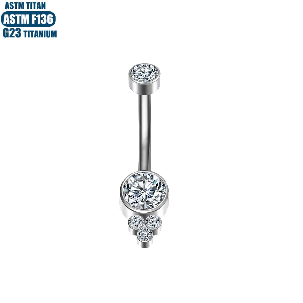 G23 Titanium Navel Ring with CZ Diamond Inner Spiral Belly Button Piercing Jewelry - Image 3