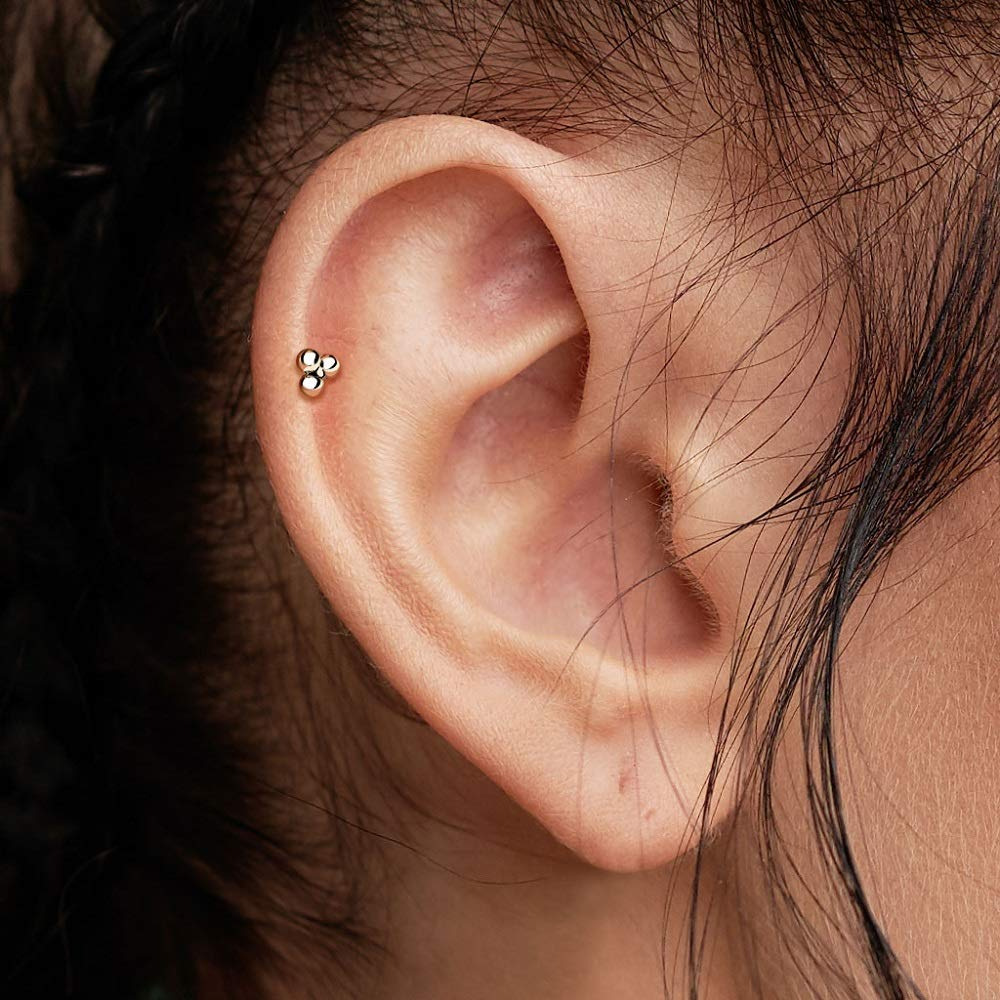 G23 Titanium Nose Nail Three-Ball Lip Nail Ear Nail Light Ball Ear Bone Nail Piercing Jewelry - Image 4