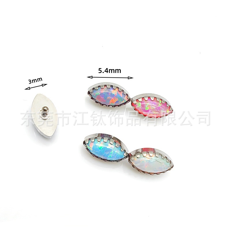 Titanium Ear Bone Nail Serrated Edge Opal Horse Eye G23 ASTM F136 Cartilage Stud - Image 4