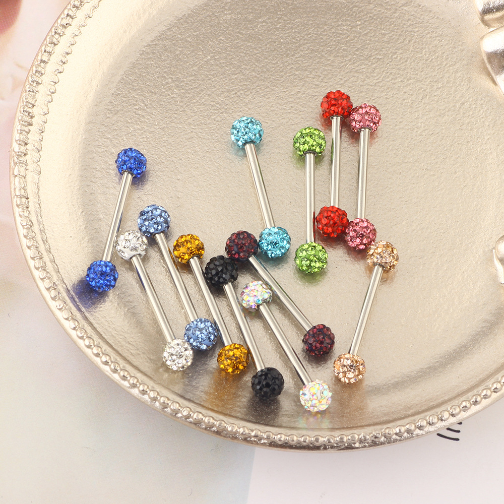 5mm Ball Amazon Diamond Ball Tongue Nail Tongue Ring Women's Nipple Ring Piercing Jewelry - Image 3