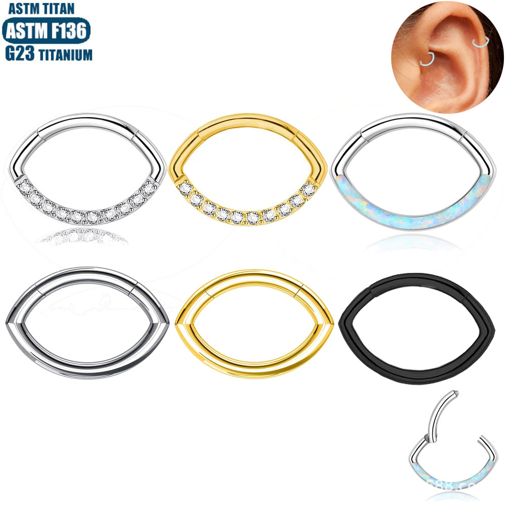 F136 Titanium Alloy Seamless Nose Ring Hoop Eye-shaped Piercing Earring for Women Men - Image 5