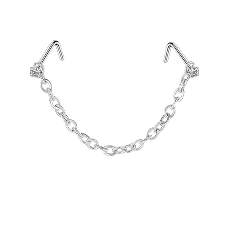 G23 Titanium Chain Nose Ring Claw Zircon Nose Ornament Nose Chain Body Piercing Jewelry - Image 4