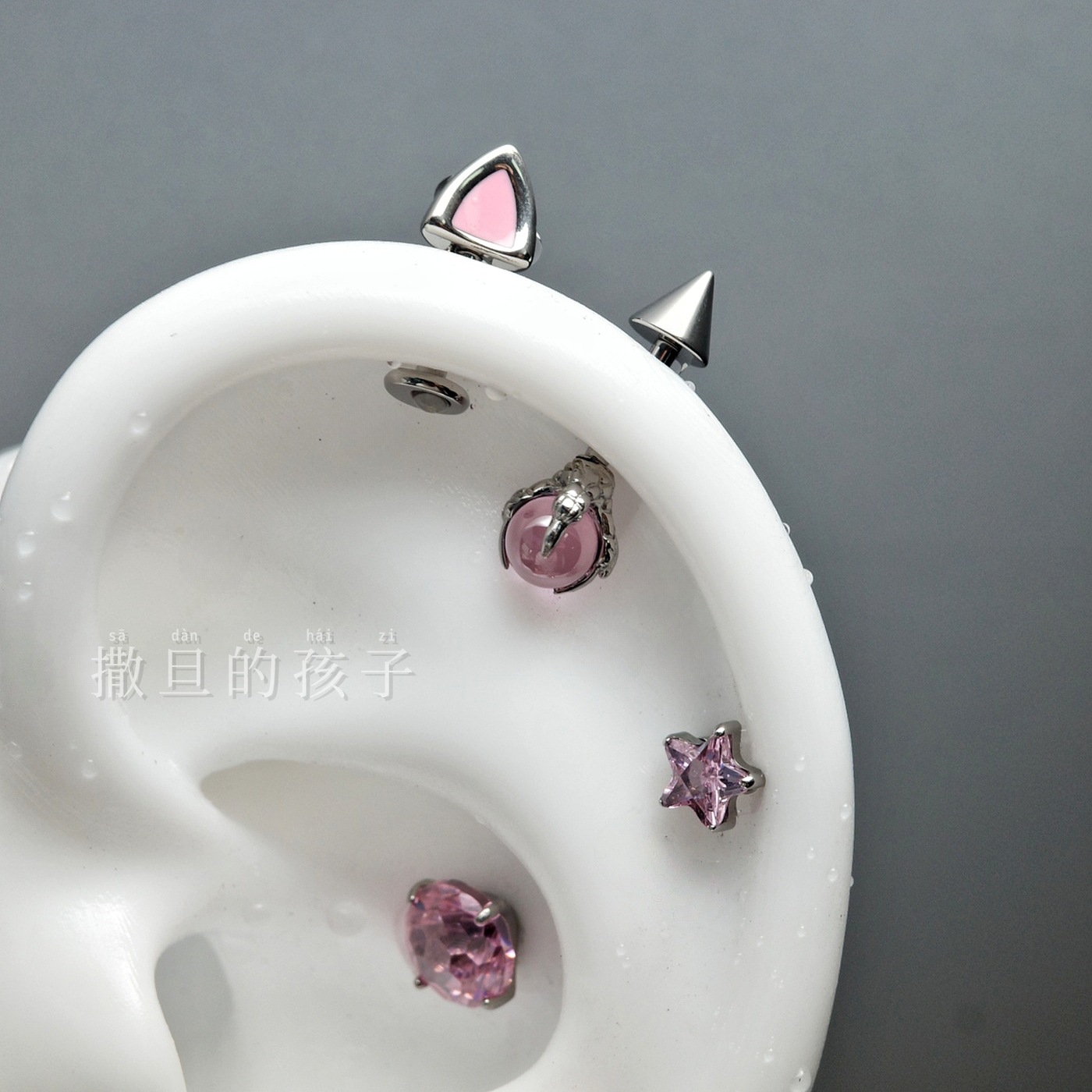 Satan's Child F136 Titanium Alloy Earrings Flashing Collection Sparkling Diamond Rose Cut Firework Cut Titanium Alloy Earrings - Image 3