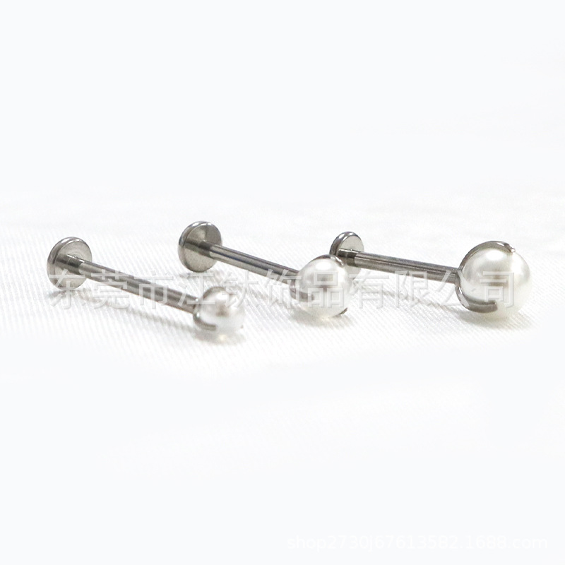 F136 Titanium Pearl Stud Earrings 3-Claw Ball Lip Nail Tongue Nail G23 Titanium Alloy Body Piercing Ear Bone Nail Accessories - Image 4