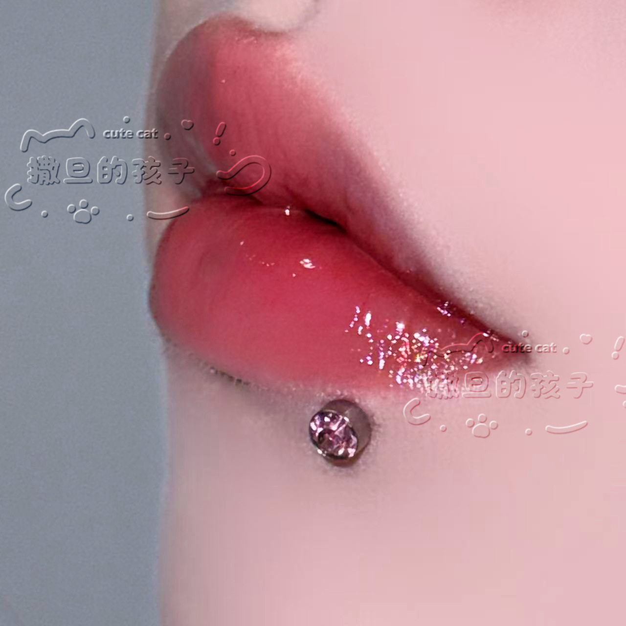 Satan's Child Noble Lady Lip Ring Black Diamond 16mm 1.2mm Sweet Cool Hot Girl Piercing Jewelry - Image 2