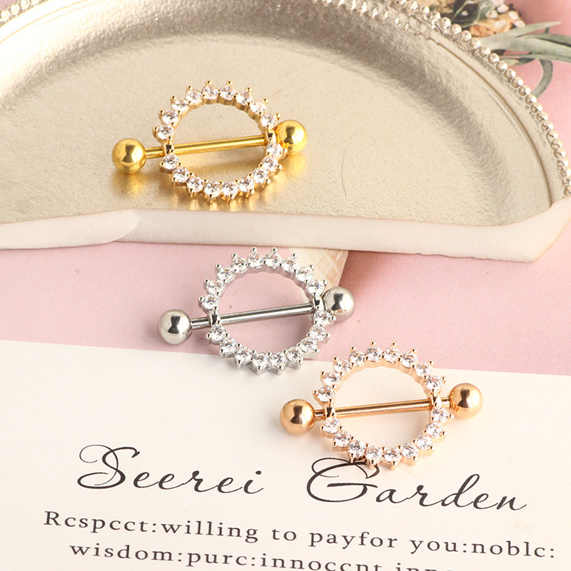 Rose Gold Peach Heart Zircon Emulsion Stud Earrings 6mm Straight Rod Star CZ Cartilage Piercing Jewelry - Image 2