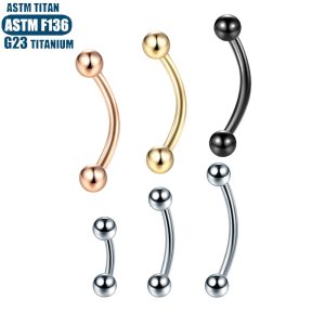 F136 Titanium Alloy Rose Gold Tongue Barbell Curved Barbell Internally Threaded Double-Ended Body Piercing Jewelry
