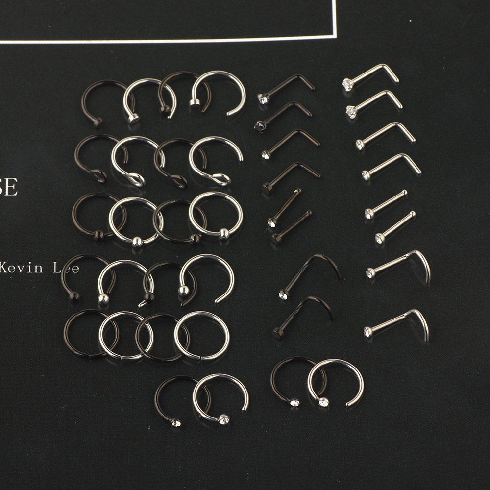 316L Surgical Steel Nose Stud Mixed Wholesale - Elegant Diamond Shape Nose Ring - Image 2