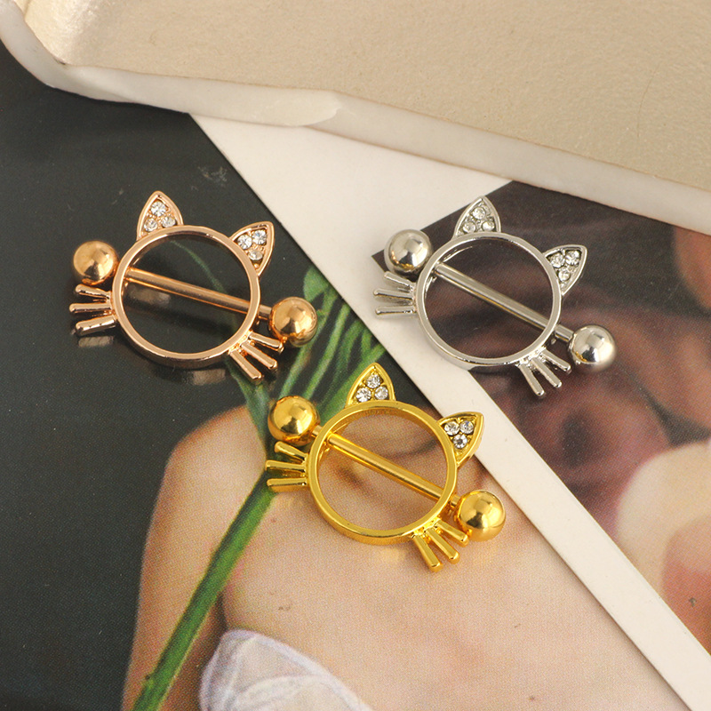 Cute Cat Nipple Ring 316L Surgical Steel Nipple Jewelry Rose Gold Silver Gold 3 Colors - Image 2