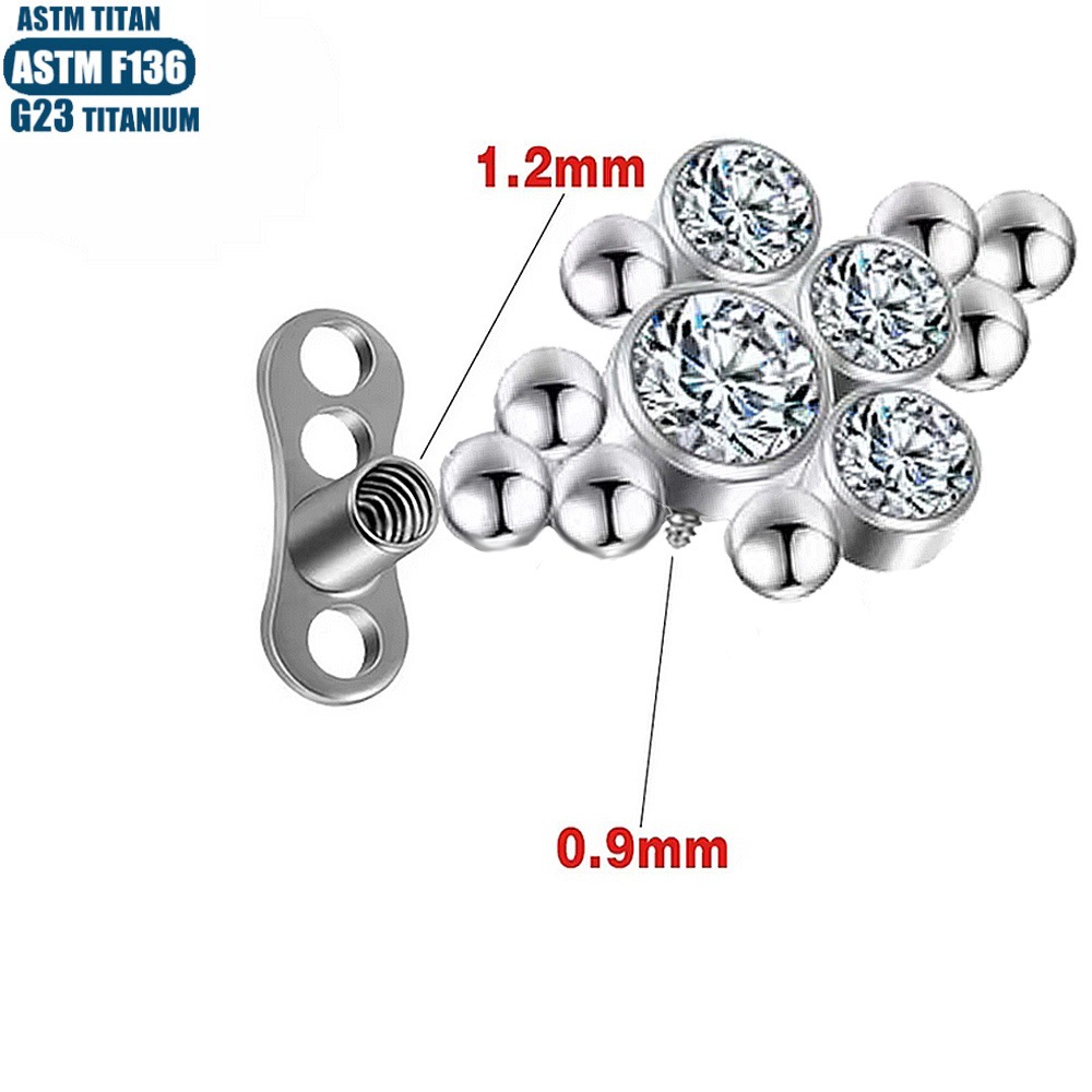 G23 Titanium Buried Bone Nail with Base - Internally Threaded Dermal Anchor for Clavicle Piercing - Image 3