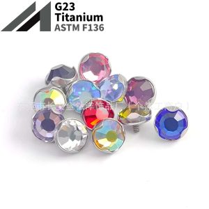 F136 Titanium Wave Bezel CZ Lip Ear Navel Piercing Jewelry 1.2x4mm