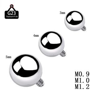 G23 Titanium Alloy External Thread Ball F136 Titanium Screw Ball with Beads for Internally Threaded Rod Piercing Jewelry Accessories