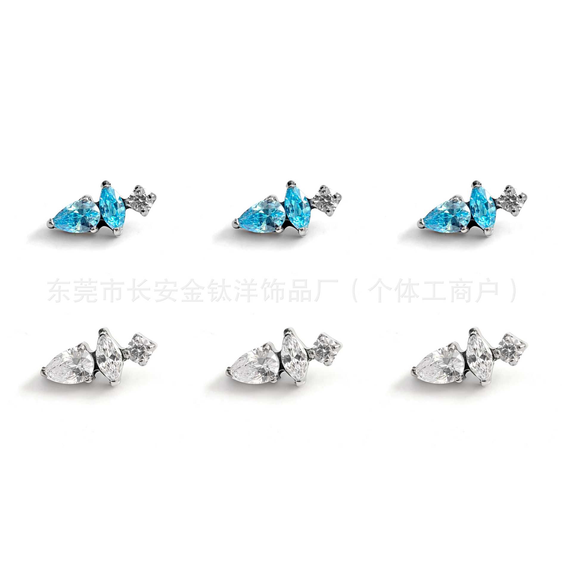 F136 Titanium Irregular Radish-Shaped Ear Studs Zircon Nose Studs Ear Canal Studs Cartilage Studs G23 Titanium Alloy Piercing Jewelry - Image 5