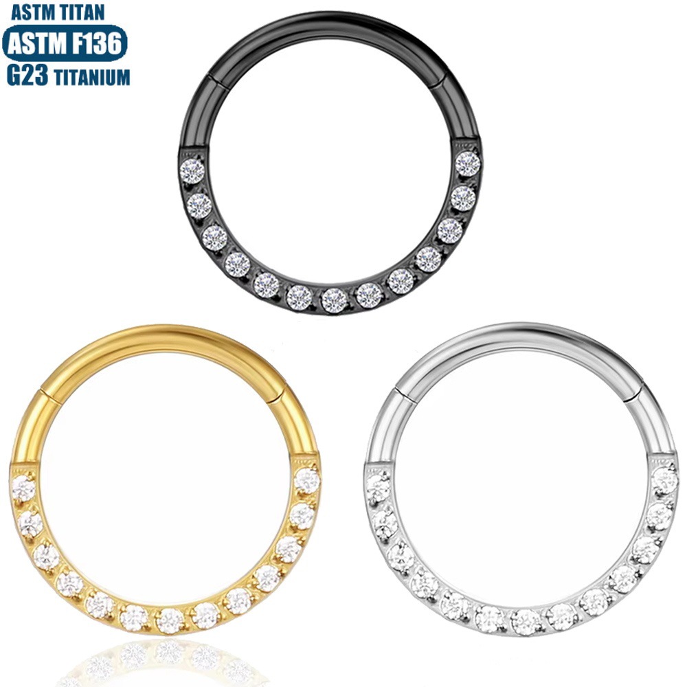 F136 Implant Grade Titanium Alloy Nose Ring Earring with Zircon CNC Seamless Ring - Fashion Geometric Jewelry - Image 2